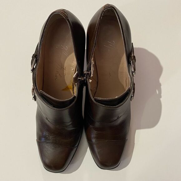 Marc Fisher Brown Leather 3 3/4 Inch Heel Side Zip Booties Women's Size 7M - Picture 10 of 11